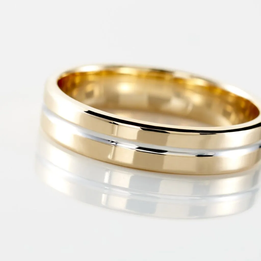 Histoire D'Or Alliance Liseret Ruban Plat Or Bicolore 6 Histoire D'Or Alliance Liseret Ruban Plat Or Bicolore – Image 4