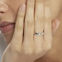 Histoire D'Or Alliance Magali Ruban Plat Or Blanc -Boucles d'oreilles Bracelet Soldes B3AMBW01NI model1