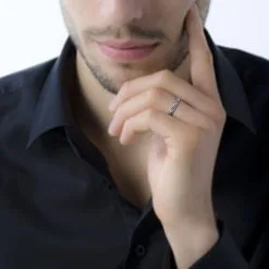 Histoire D'Or Alliance Eros Brossee Ruban Plat Or Blanc -Boucles d'oreilles Bracelet Soldes B3AMBW0634 model0