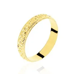Histoire D'Or Alliance Fantaisie Diamantee Ruban Plat Or Jaune