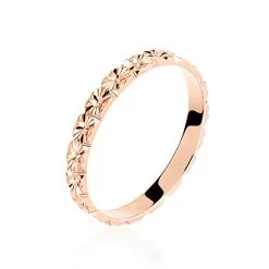 Histoire D'Or Alliance Fleur Diamantee Ruban Plat Or Rose