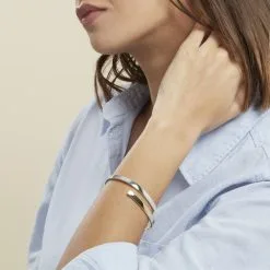 Histoire D'Or Bracelet Jonc Loise 2 Fils Carres Or Bicolore -Boucles d'oreilles Bracelet Soldes B3BF2W0352 model0