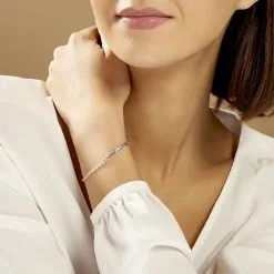 Histoire D'Or Bracelet Ivy Maille Haricot Or Blanc -Boucles d'oreilles Bracelet Soldes B3BFBW0303 model0