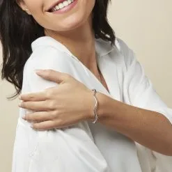 Histoire D'Or Bracelet Jonc Jennie Ondule Or Blanc -Boucles d'oreilles Bracelet Soldes B3BFBW0342 model0