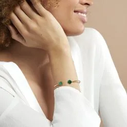 Histoire D'Or Bracelet Jonc Heida Or Jaune Malachite -Boucles d'oreilles Bracelet Soldes B3BFJAV025 model0