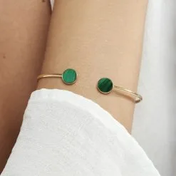 Histoire D'Or Bracelet Jonc Heida Or Jaune Malachite -Boucles d'oreilles Bracelet Soldes B3BFJAV025 model1