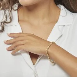 Histoire D'Or Bracelet Jayna Maille Palmier Or Jaune -Boucles d'oreilles Bracelet Soldes B3BFJW005D model0