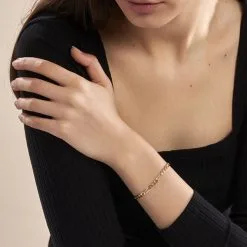 Histoire D'Or Bracelet Cameo Maille Alternée 1/3 Or Jaune -Boucles d'oreilles Bracelet Soldes B3BMJW0148 model0