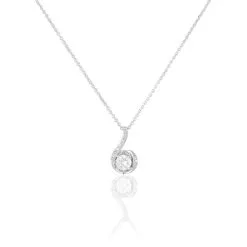 Histoire D'Or Collier Vrille Accompagnee Or Blanc Diamant