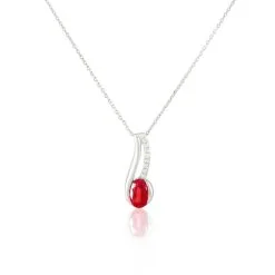 Histoire D'Or Collier Or Blanc Diamant Rubis