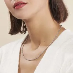 Histoire D'Or Collier Rosiane Maille Corde Or Blanc 10 Histoire D'Or Collier Rosiane Maille Corde Or Blanc -Boucles d'oreilles Bracelet Soldes B3CFBW0371 model0