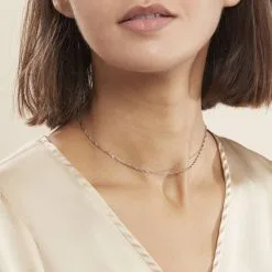 Histoire D'Or Chaîne Leliana Maille Singapour Or Blanc -Boucles d'oreilles Bracelet Soldes B3CFBW0388 model0