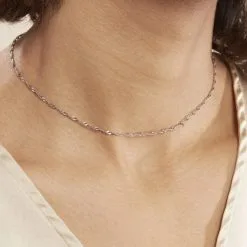 Histoire D'Or Chaîne Leliana Maille Singapour Or Blanc -Boucles d'oreilles Bracelet Soldes B3CFBW0388 model1