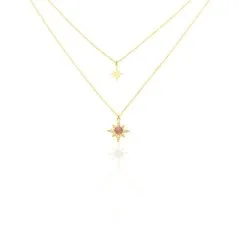 Histoire D'Or Collier Terrie Or Jaune Calcedoine Et Oxyde De Zirconium