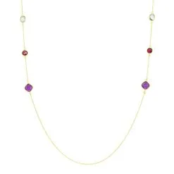 Histoire D'Or Collier Sautoir Or Jaune Rhodolite Et Amethyste Et Topaze