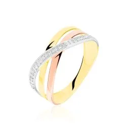 Histoire D'Or Bague Croisee Or Tricolore Diamant