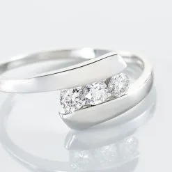 Histoire D'Or Bague Trilogie Or Blanc Diamant -Boucles d'oreilles Bracelet Soldes B3DFBDW082 view3