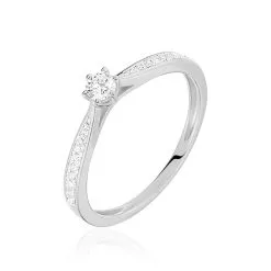 Histoire D'Or Bague Solitaire Symphonie Or Blanc Diamant