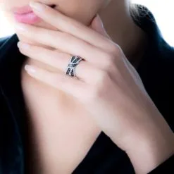 Histoire D'Or Bague Agnes Or Blanc Diamant -Boucles d'oreilles Bracelet Soldes B3DFBDZ064 model0