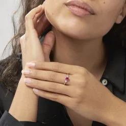 Histoire D'Or Bague Edgina Or Blanc Rubis Et Diamant -Boucles d'oreilles Bracelet Soldes B3DFBRR514 model0