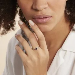 Histoire D'Or Bague Anja Or Blanc Saphir Et Diamant -Boucles d'oreilles Bracelet Soldes B3DFBSB440 model1