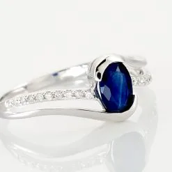 Histoire D'Or Bague Anja Or Blanc Saphir Et Diamant -Boucles d'oreilles Bracelet Soldes B3DFBSB440 view3