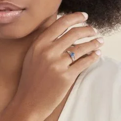 Histoire D'Or Bague Denise Or Blanc Saphir Et Diamant -Boucles d'oreilles Bracelet Soldes B3DFBSB644 model1