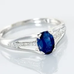 Histoire D'Or Bague Denise Or Blanc Saphir Et Diamant -Boucles d'oreilles Bracelet Soldes B3DFBSB644 view3