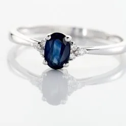 Histoire D'Or Bague Lea Or Blanc Saphir Et Diamant -Boucles d'oreilles Bracelet Soldes B3DFBSB758 view3