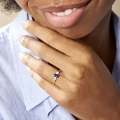 Histoire D'Or Bague Edgina Or Blanc Saphir Et Diamant -Boucles d'oreilles Bracelet Soldes B3DFBSB909 model0