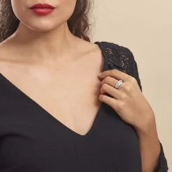 Histoire D'Or Bague Margaux Or Blanc Topaze Et Diamant -Boucles d'oreilles Bracelet Soldes B3DFBTB411 model0