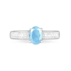 Histoire D'Or Bague Crista Or Blanc Topaze Et Diamant -Boucles d'oreilles Bracelet Soldes B3DFBTB470 view1