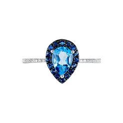 Histoire D'Or Bague Kenza Or Blanc Topaze Et Saphir Et Diamant -Boucles d'oreilles Bracelet Soldes B3DFBTB565 view1