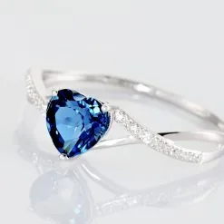 Histoire D'Or Bague Clothilde Or Blanc Topaze Et Oxyde De Zirconium -Boucles d'oreilles Bracelet Soldes B3DFBTB795 view3