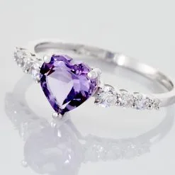 Histoire D'Or Bague Or Blanc Fany Améthyste Oxydes De Zirconium -Boucles d'oreilles Bracelet Soldes B3DFBYI620 view3