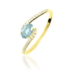 Histoire D'Or Bague Loriane Or Jaune Aigue Marine Et Diamant