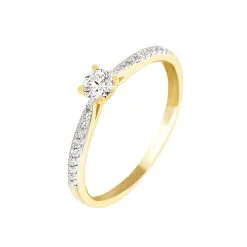 Histoire D'Or Bague Solitaire Laetitia Or Jaune Diamant