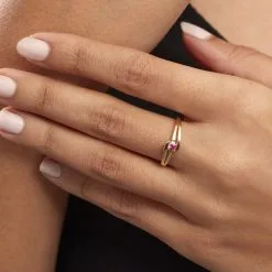 Histoire D'Or Bague Nesryne Or Jaune Rubis -Boucles d'oreilles Bracelet Soldes B3DFJRR144 model1