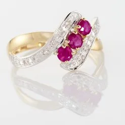 Histoire D'Or Bague Simma Or Jaune Diamant Et Rubis -Boucles d'oreilles Bracelet Soldes B3DFJRR277 view3