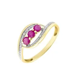 Histoire D'Or Bague Or Jaune Aurora Rubis Diamants