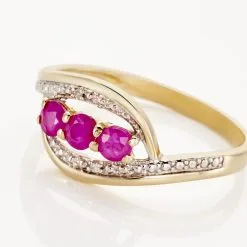 Histoire D'Or Bague Or Jaune Aurora Rubis Diamants -Boucles d'oreilles Bracelet Soldes B3DFJRR586 view3