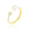 Histoire D'Or Bague Shannone Or Jaune Perle De Culture Et Oxyde De Zirconium