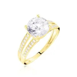 Histoire D'Or Bague Anthyme Or Jaune Oxyde De Zirconium