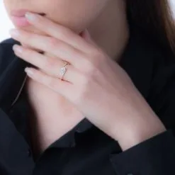 Histoire D'Or Bague Loriane Or Rose Aigue Marine Et Oxyde De Zirconium -Boucles d'oreilles Bracelet Soldes B3DFRAB136 model0