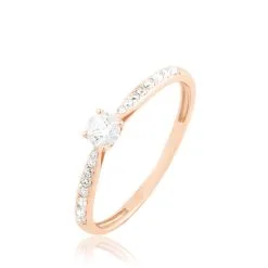 Histoire D'Or Bague Solitaire Laetitia Or Rose Diamant
