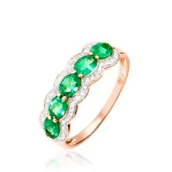 Histoire D'Or Bague Margaux Or Rose Emeraude Et Diamant