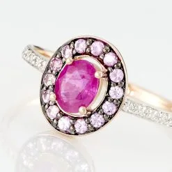 Histoire D'Or Bague Leona Or Rose Rubis Et Saphir Et Diamant -Boucles d'oreilles Bracelet Soldes B3DFRRR332 view3