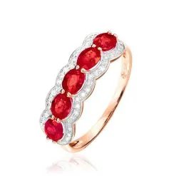 Histoire D'Or Bague Margaux Or Rose Rubis Et Diamant
