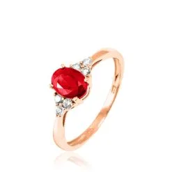 Histoire D'Or Bague Lea Or Rose Rubis Et Diamant
