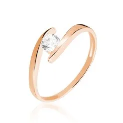 Histoire D'Or Bague Solitaire Camilia Or Rose Oxyde De Zirconium